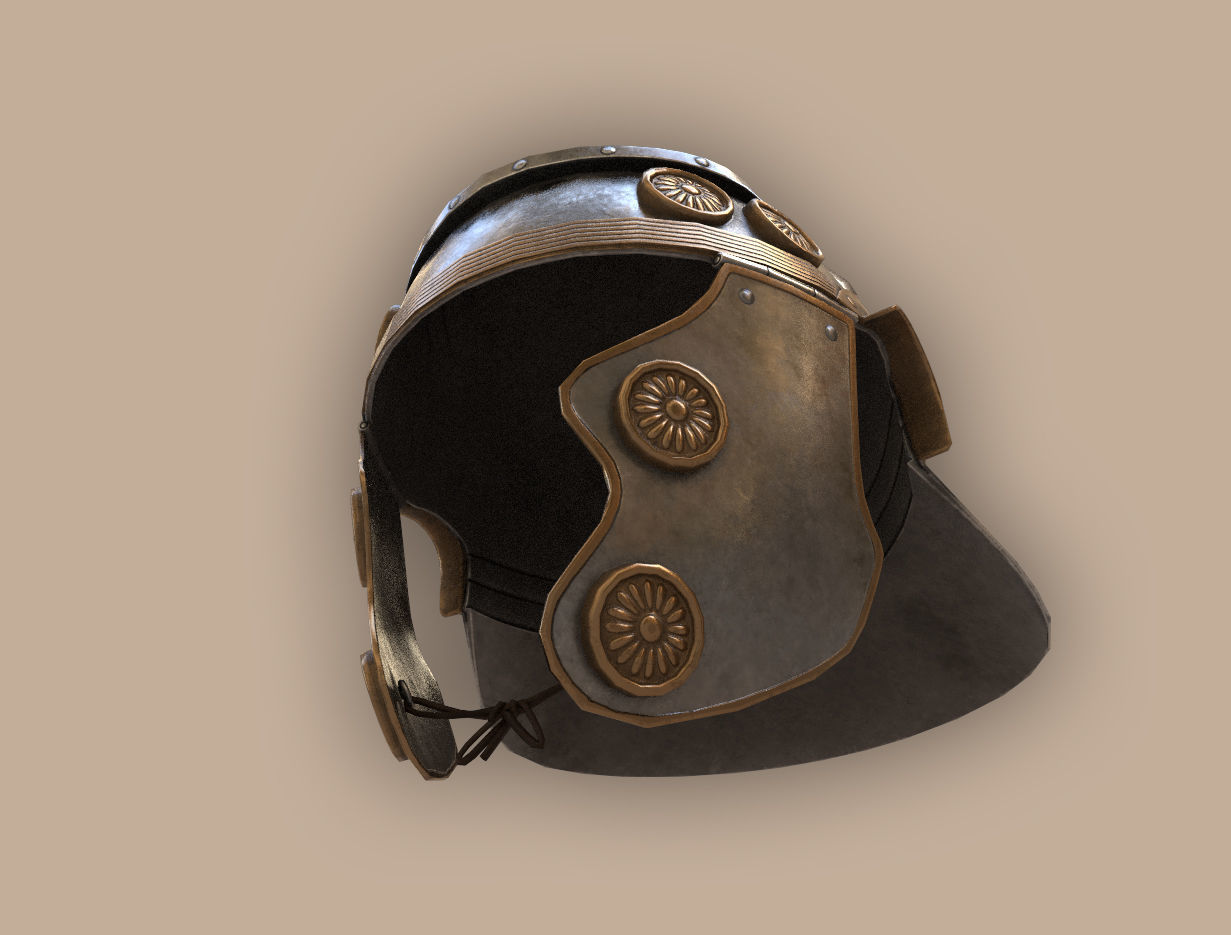 Ancient Legionary Roman Helmet Galea Low-poly 3D model_4