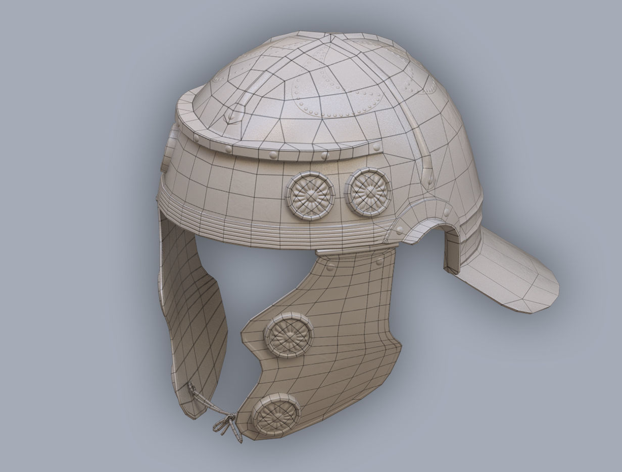 Ancient Legionary Roman Helmet Galea Low-poly 3D model_9