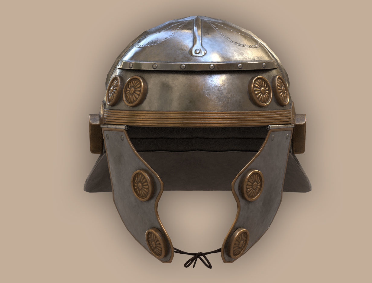 Ancient Legionary Roman Helmet Galea Low-poly 3D model_5