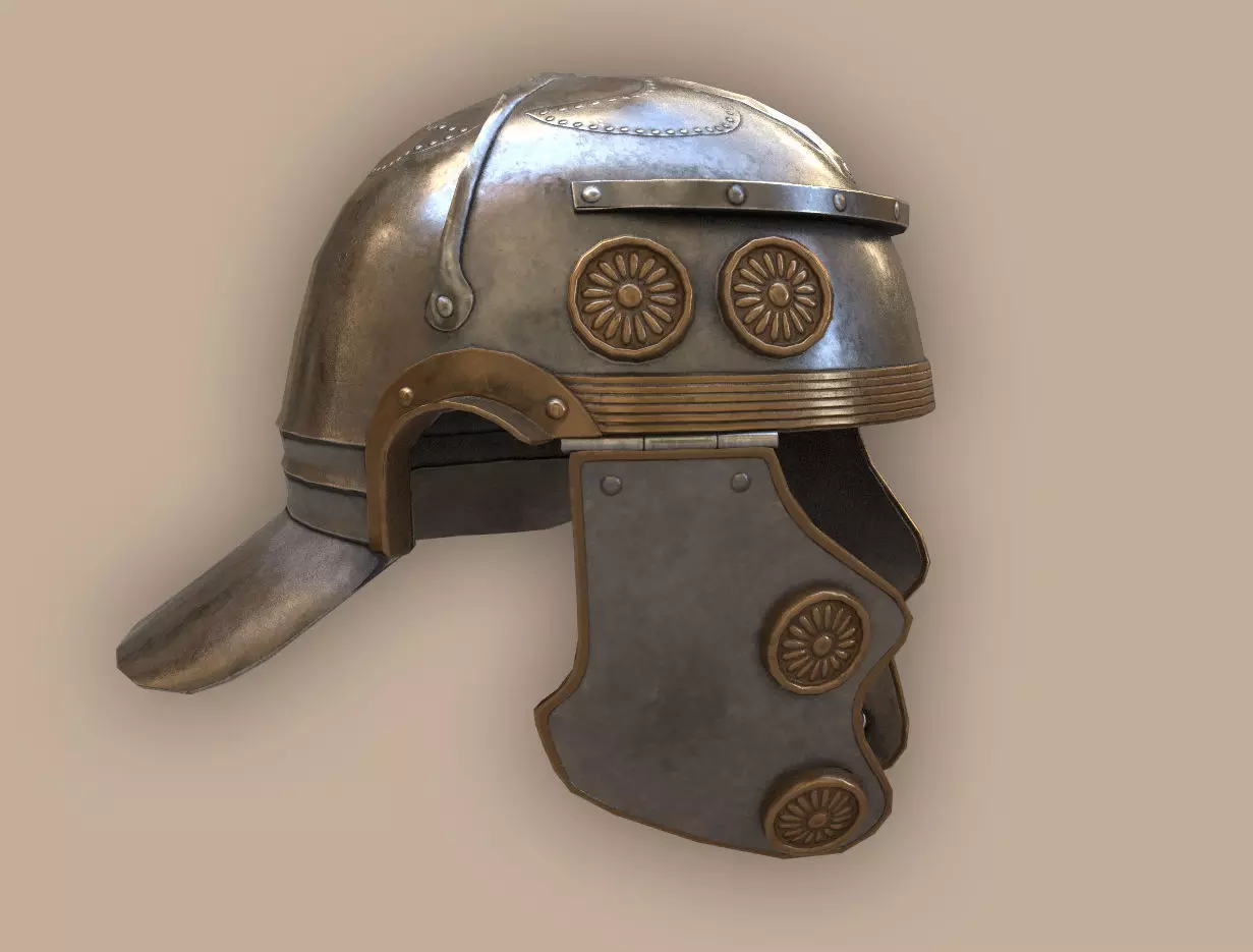 Ancient Legionary Roman Helmet Galea Low-poly 3D model_0