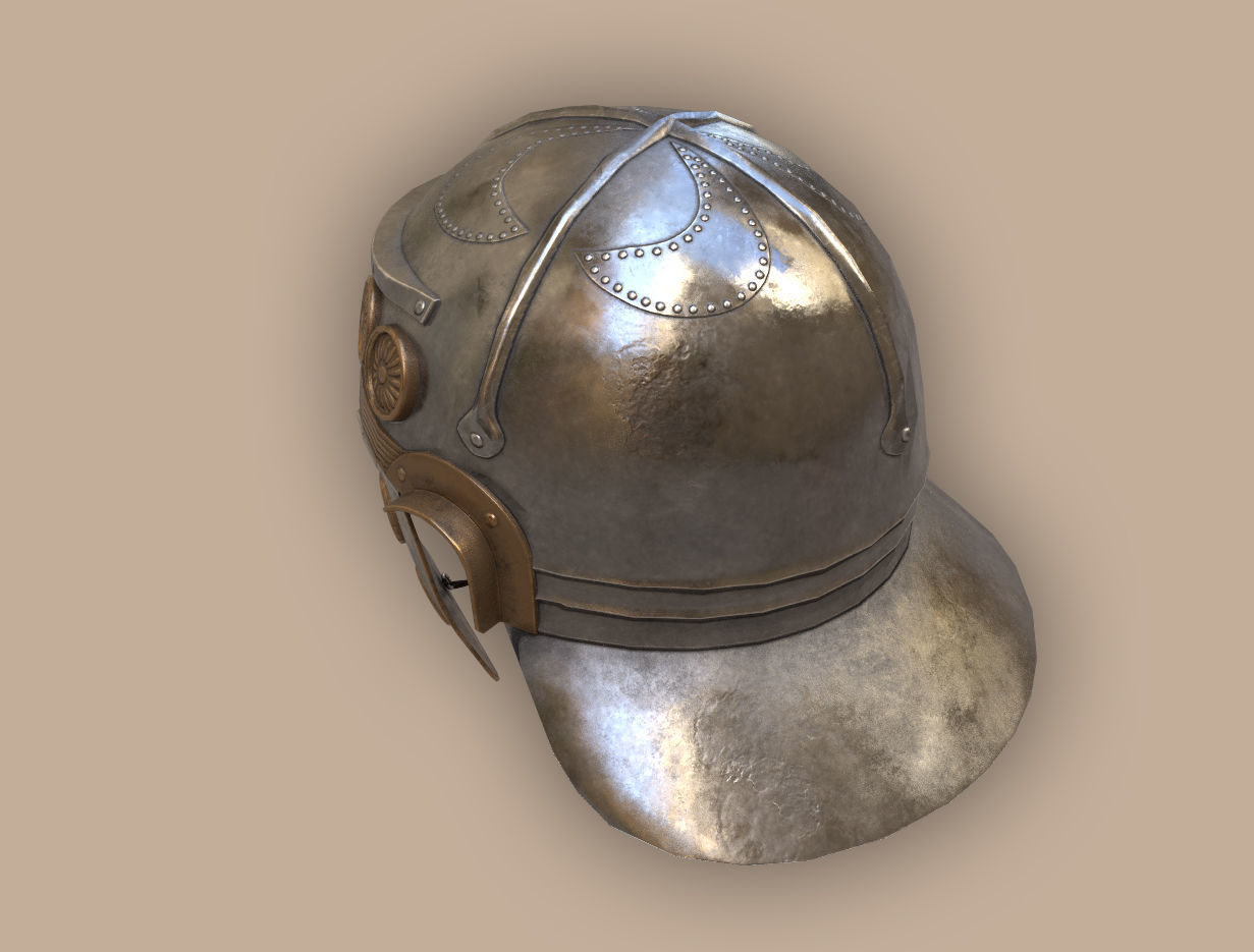 Ancient Legionary Roman Helmet Galea Low-poly 3D model_3