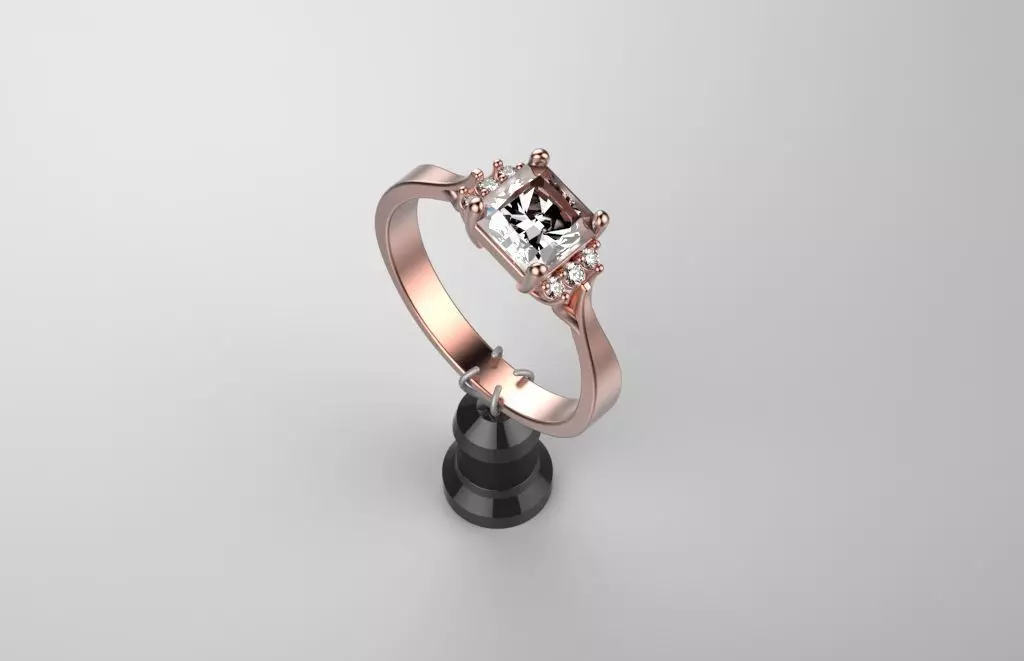 Solit rose gold engagement ring 3D print model_0