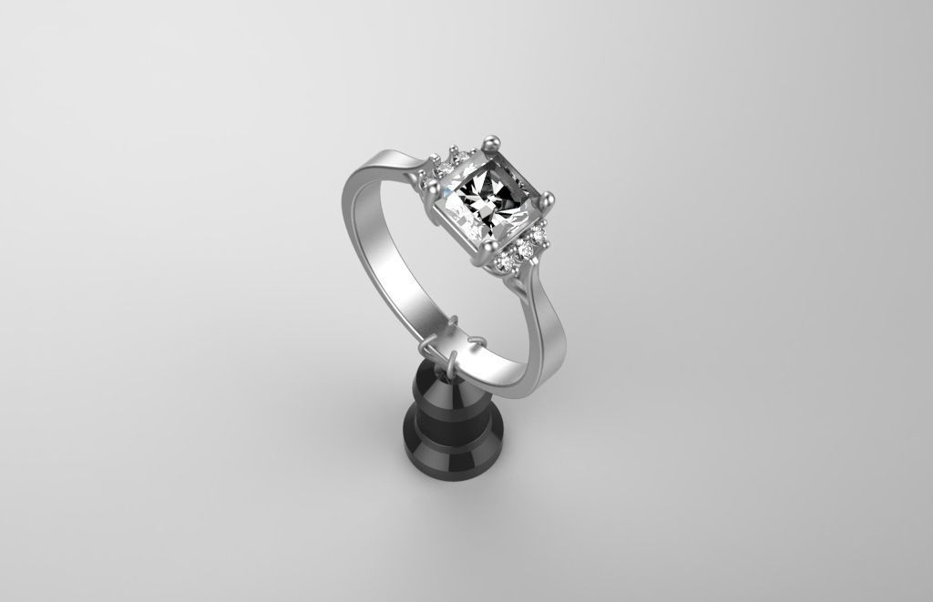Solit rose gold engagement ring 3D print model_1