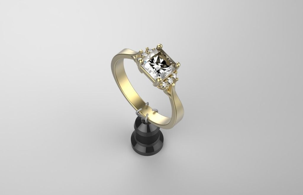 Solit rose gold engagement ring 3D print model_2
