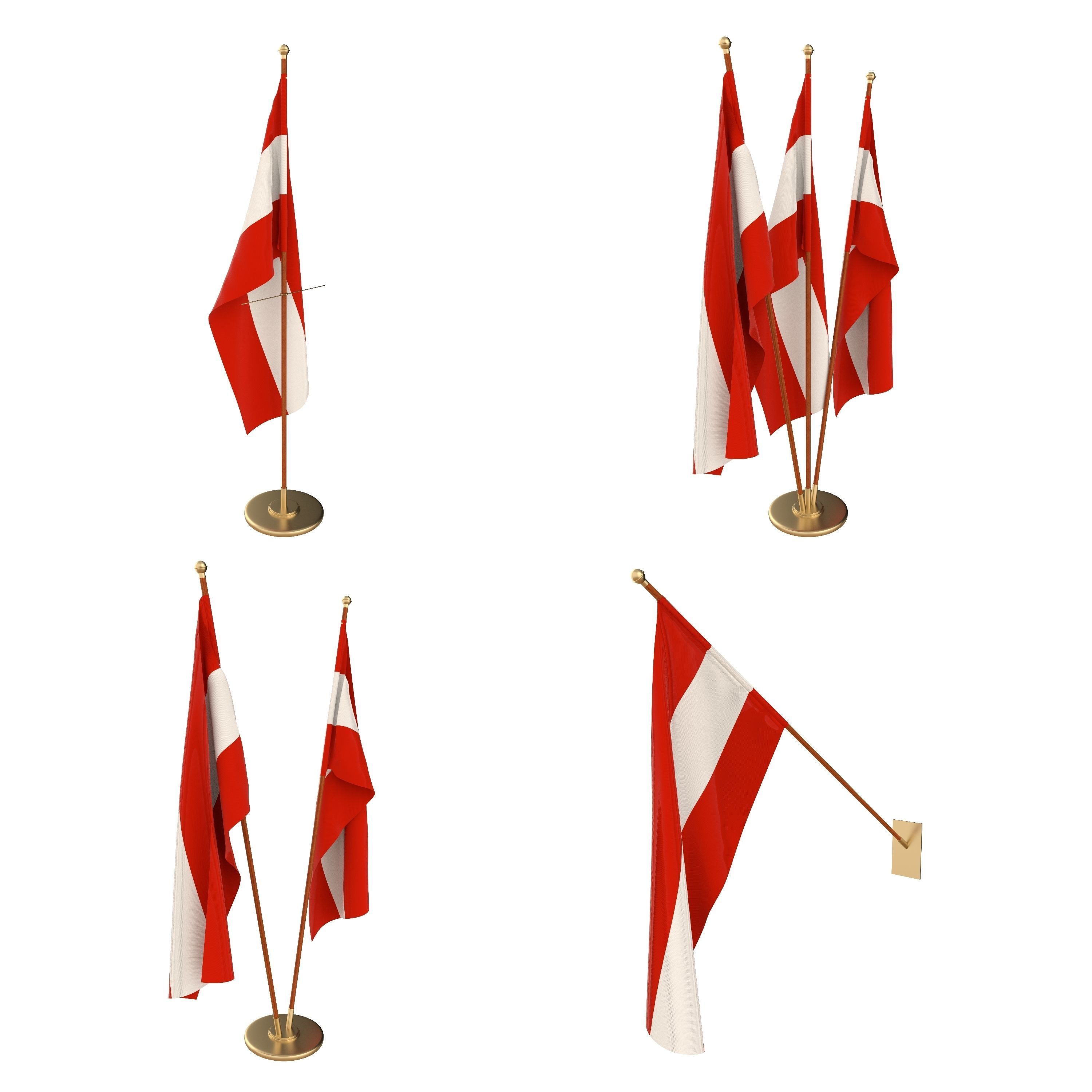 Austria Flag Pack 3D model_1