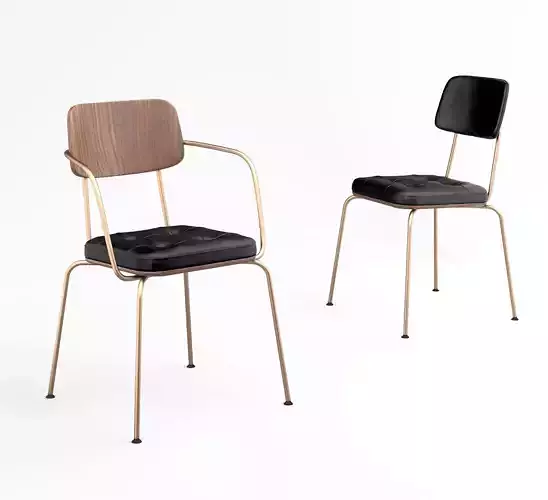 Stellar Works Utility Stacking Armchair V and chair U 3D model