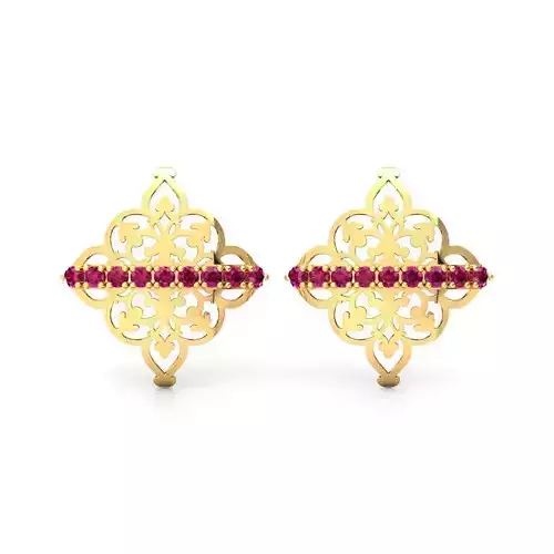 Flower Ornate Stud Earrings