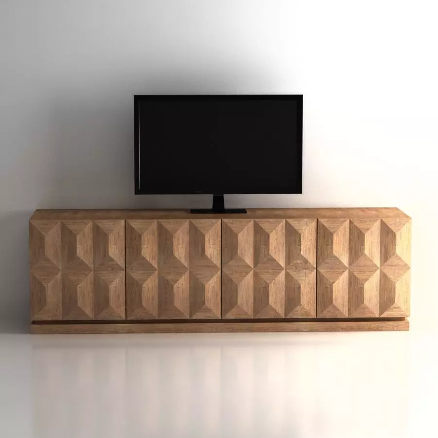 Restoration Hardware Geometric 4-Door Media Console 3D model_0