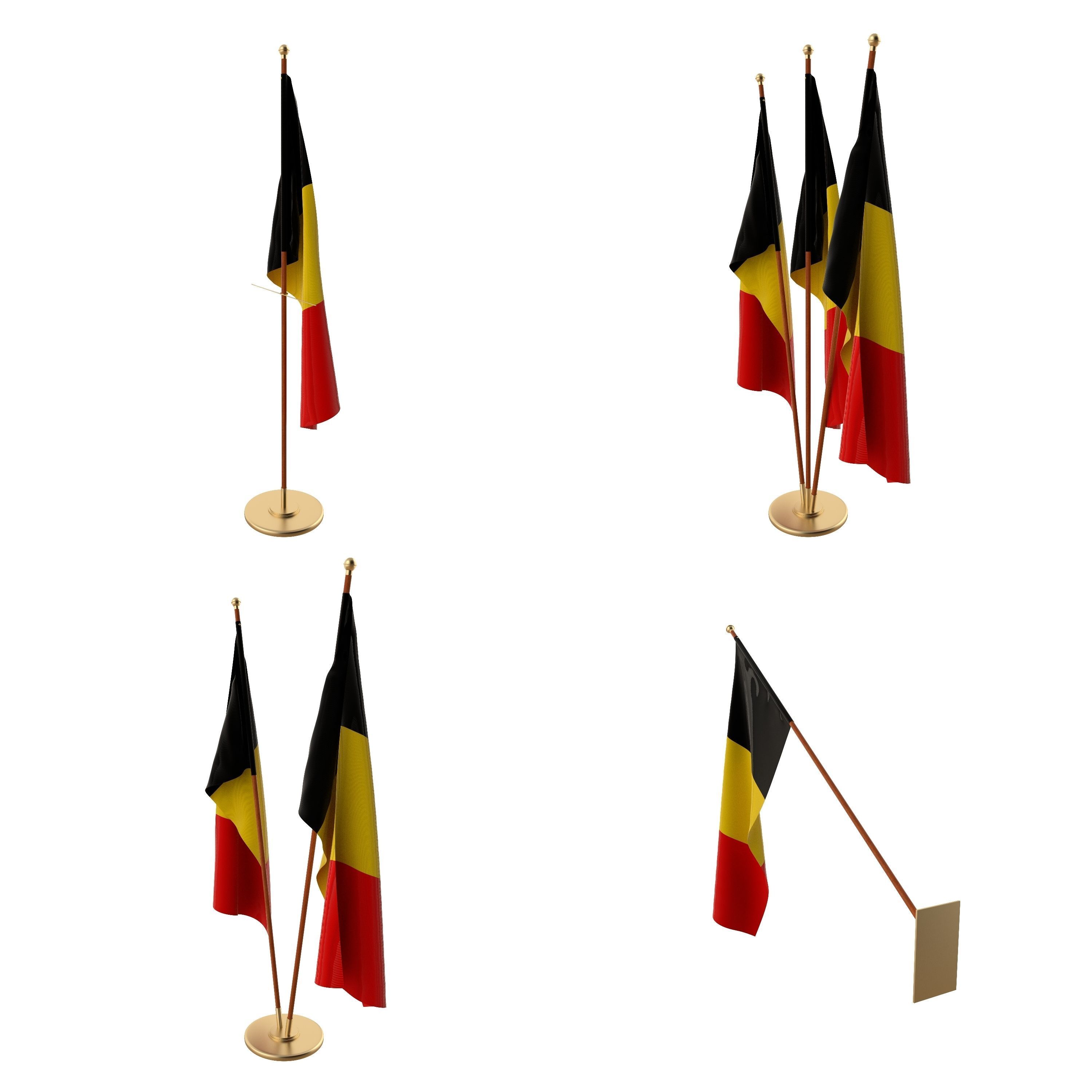 Belgium Flag Pack 3D model_1