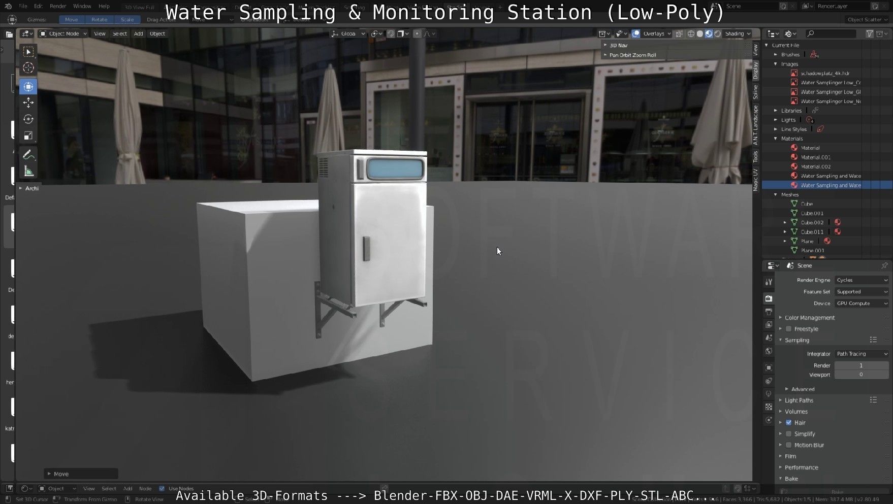 Water Sampling and Monitoring Station Low-Poly Low-poly 3D model_133