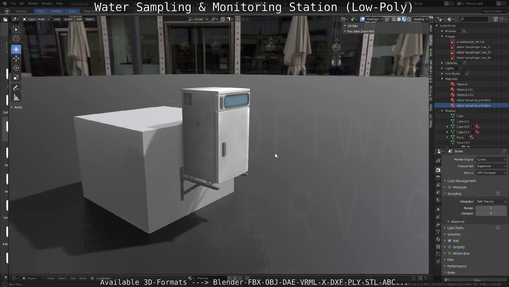 Water Sampling and Monitoring Station Low-Poly Low-poly 3D model_95