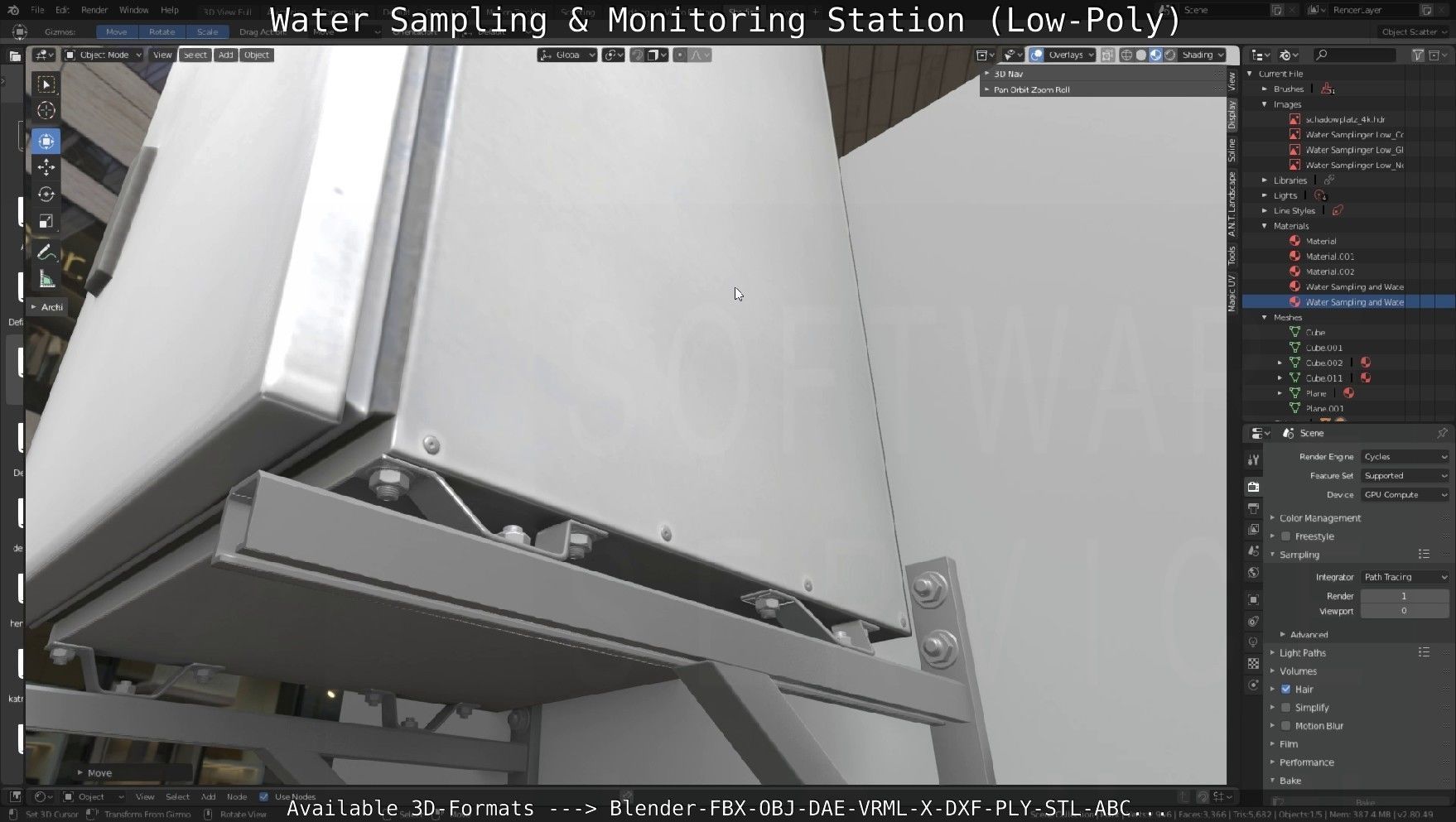 Water Sampling and Monitoring Station Low-Poly Low-poly 3D model_44