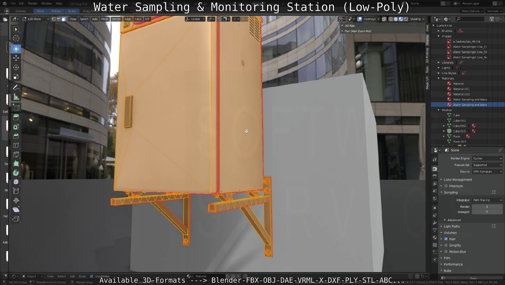 Water Sampling and Monitoring Station Low-Poly Low-poly 3D model_29