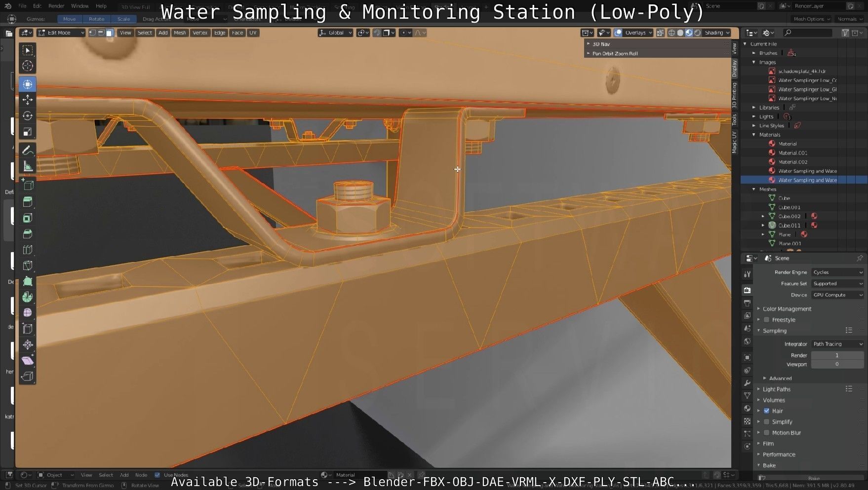 Water Sampling and Monitoring Station Low-Poly Low-poly 3D model_38
