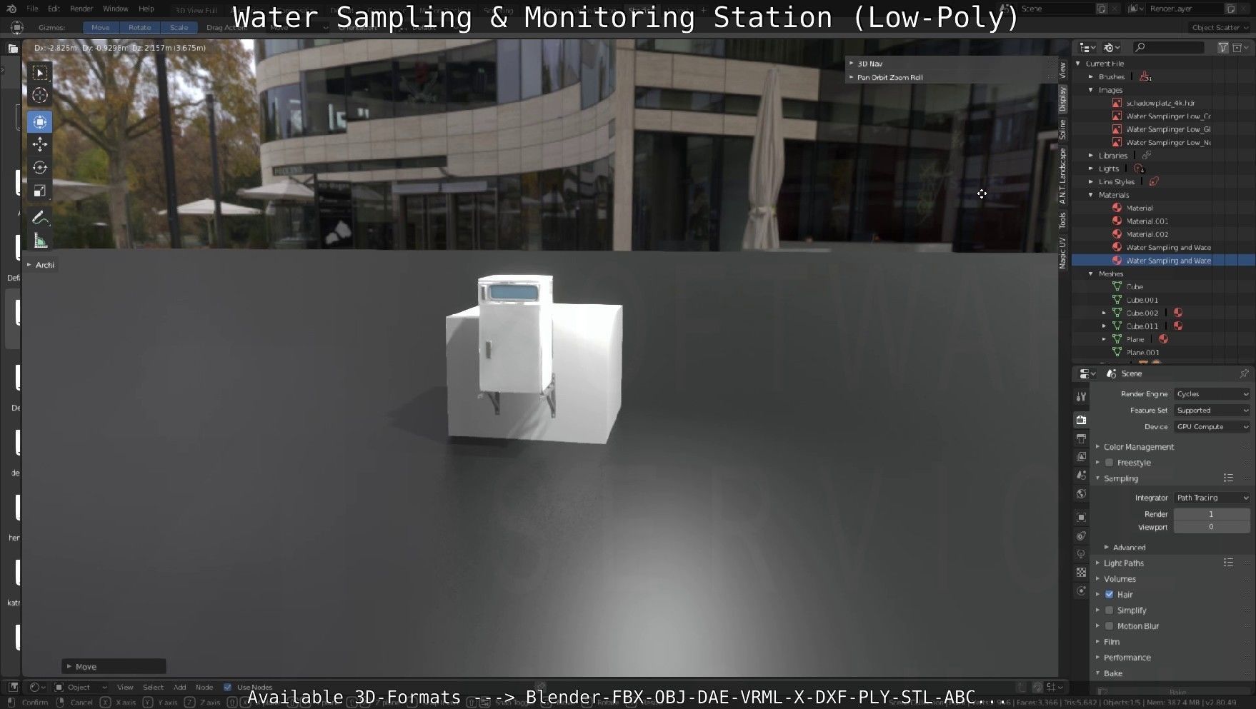 Water Sampling and Monitoring Station Low-Poly Low-poly 3D model_128