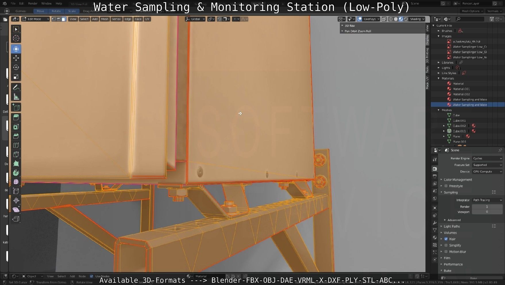 Water Sampling and Monitoring Station Low-Poly Low-poly 3D model_30