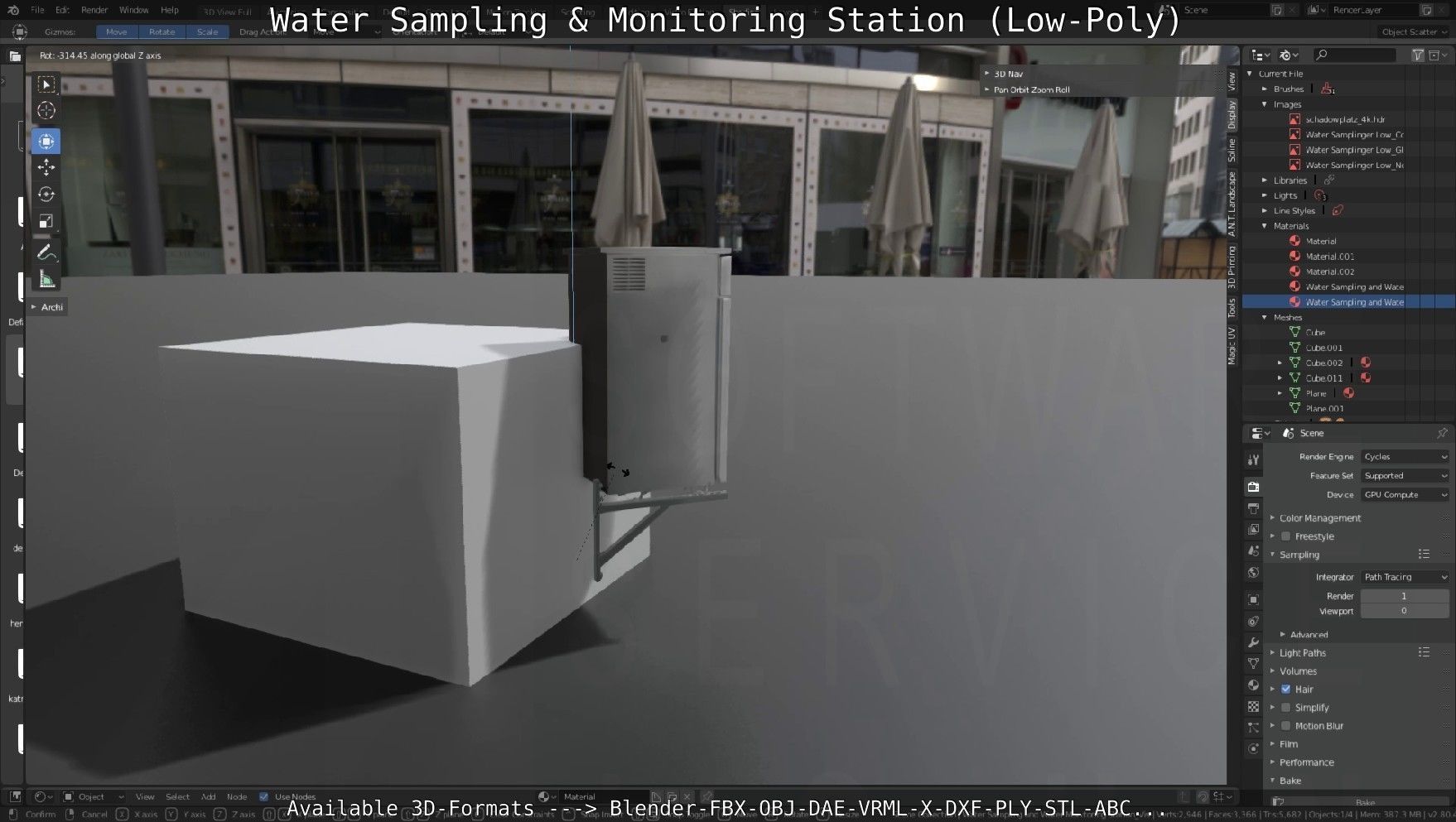 Water Sampling and Monitoring Station Low-Poly Low-poly 3D model_102