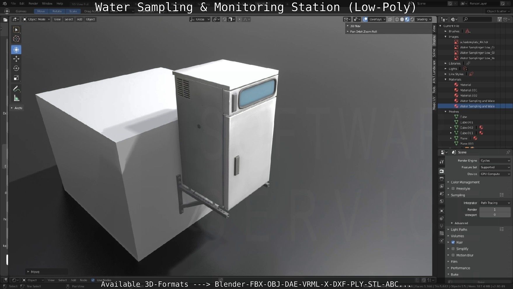 Water Sampling and Monitoring Station Low-Poly Low-poly 3D model_51