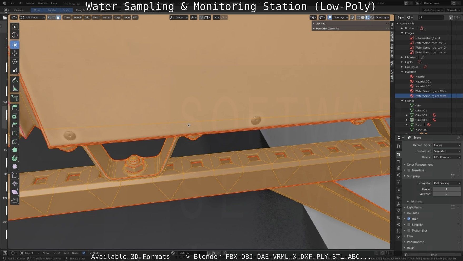 Water Sampling and Monitoring Station Low-Poly Low-poly 3D model_33