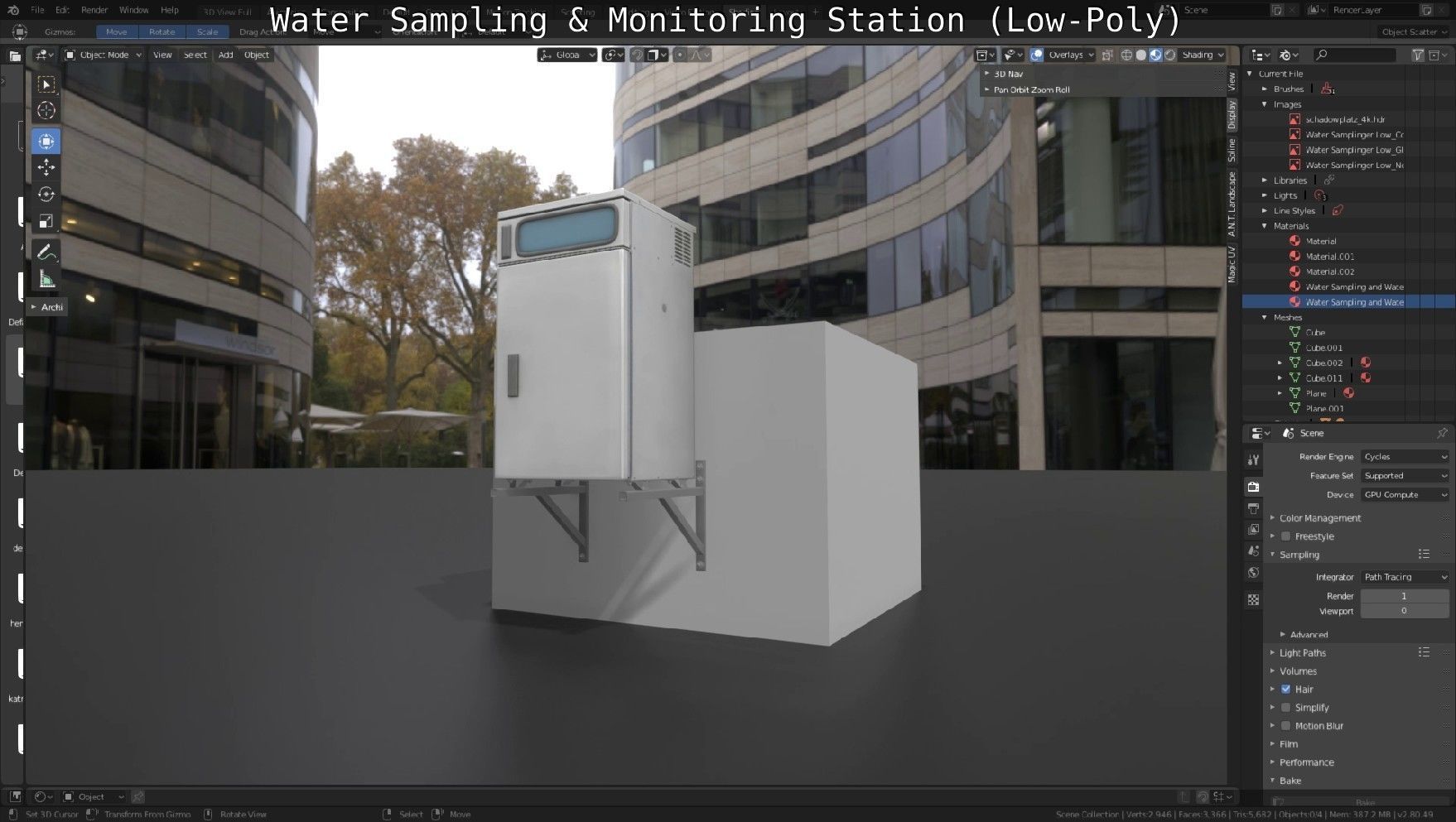 Water Sampling and Monitoring Station Low-Poly Low-poly 3D model_19