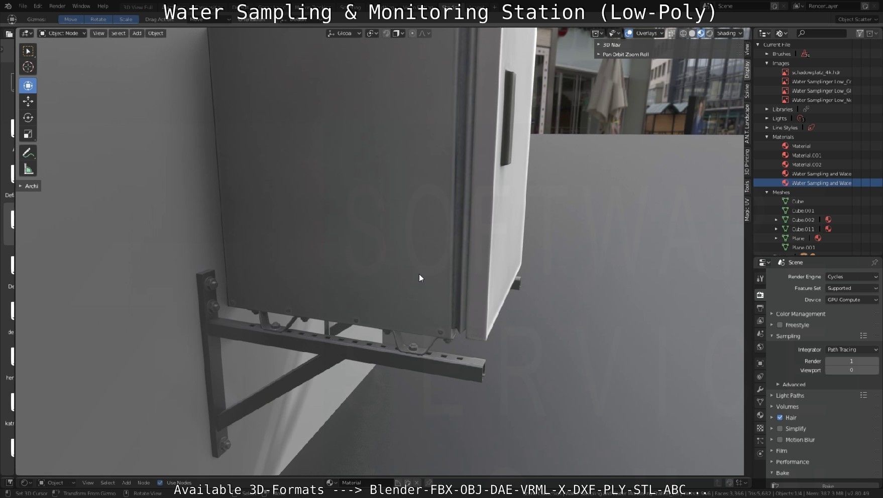 Water Sampling and Monitoring Station Low-Poly Low-poly 3D model_84