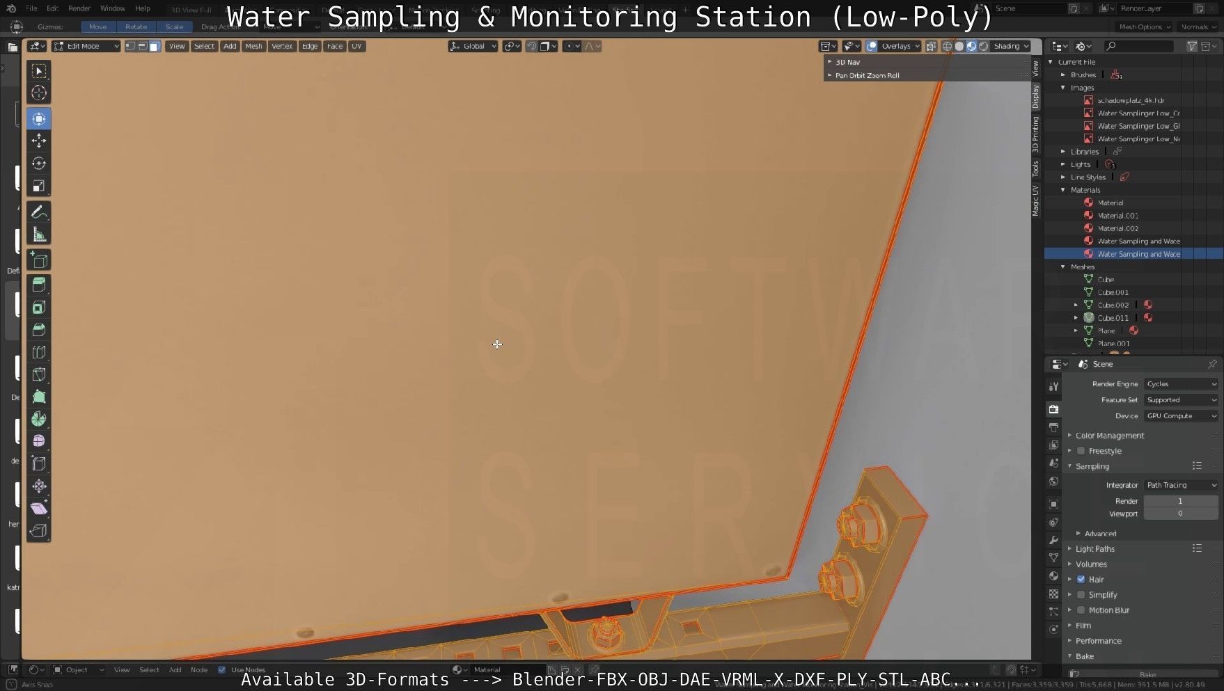 Water Sampling and Monitoring Station Low-Poly Low-poly 3D model_32