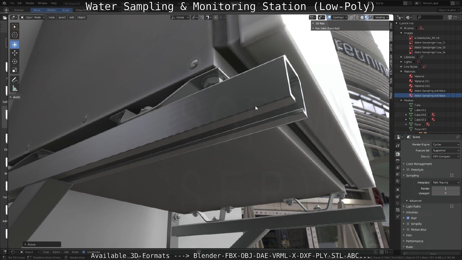 Water Sampling and Monitoring Station Low-Poly Low-poly 3D model_46