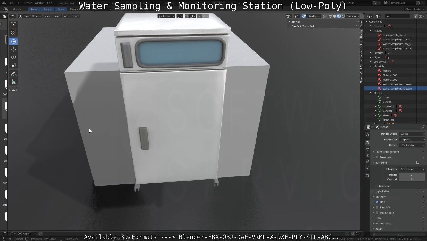 Water Sampling and Monitoring Station Low-Poly Low-poly 3D model_24