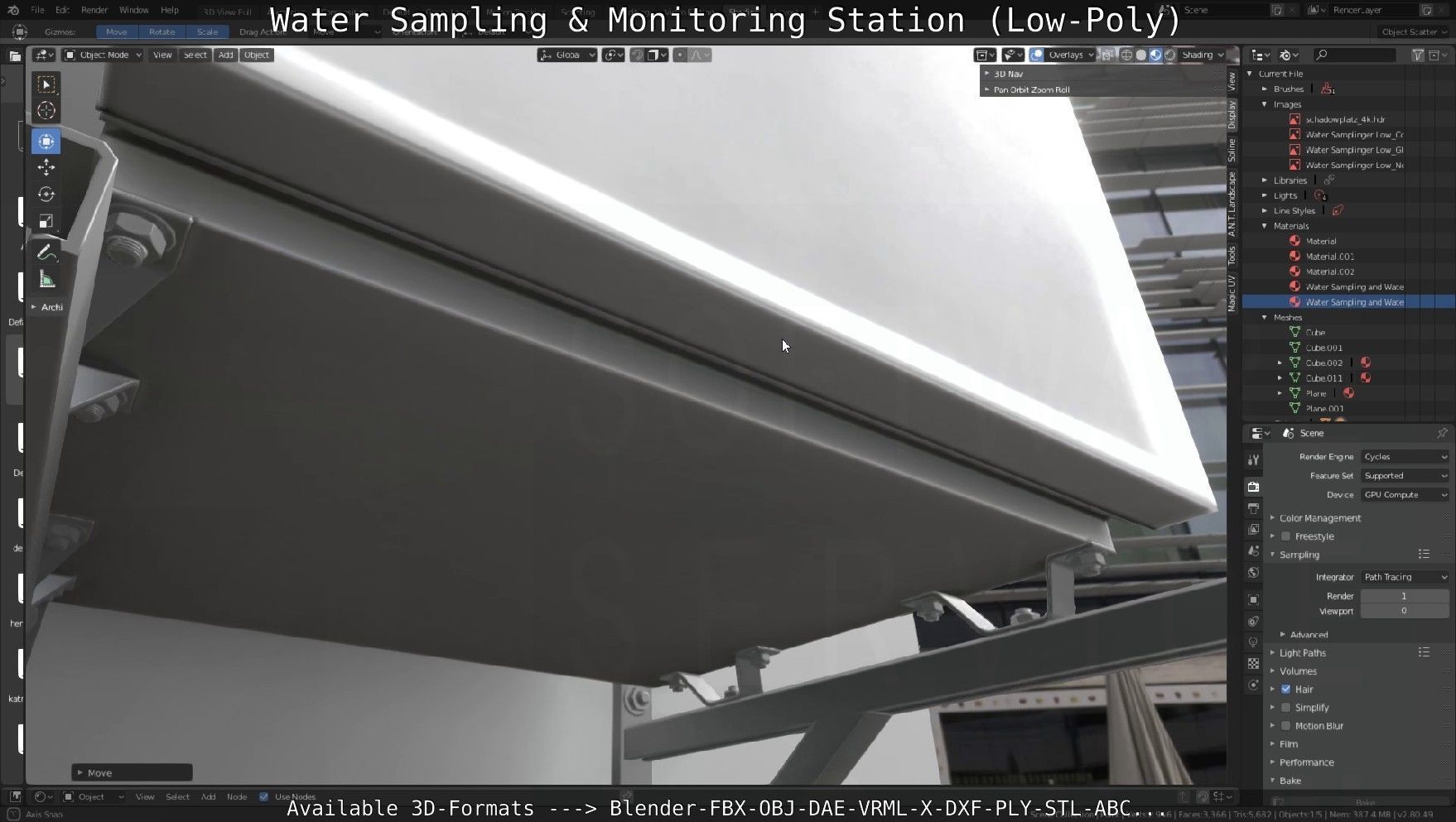 Water Sampling and Monitoring Station Low-Poly Low-poly 3D model_45