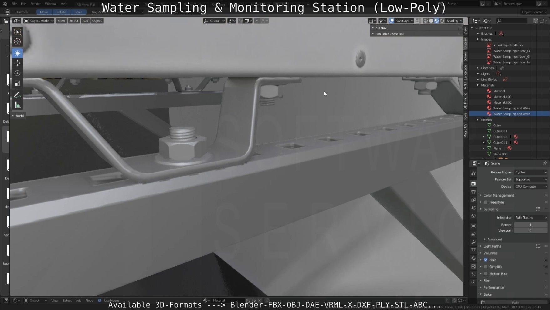 Water Sampling and Monitoring Station Low-Poly Low-poly 3D model_39
