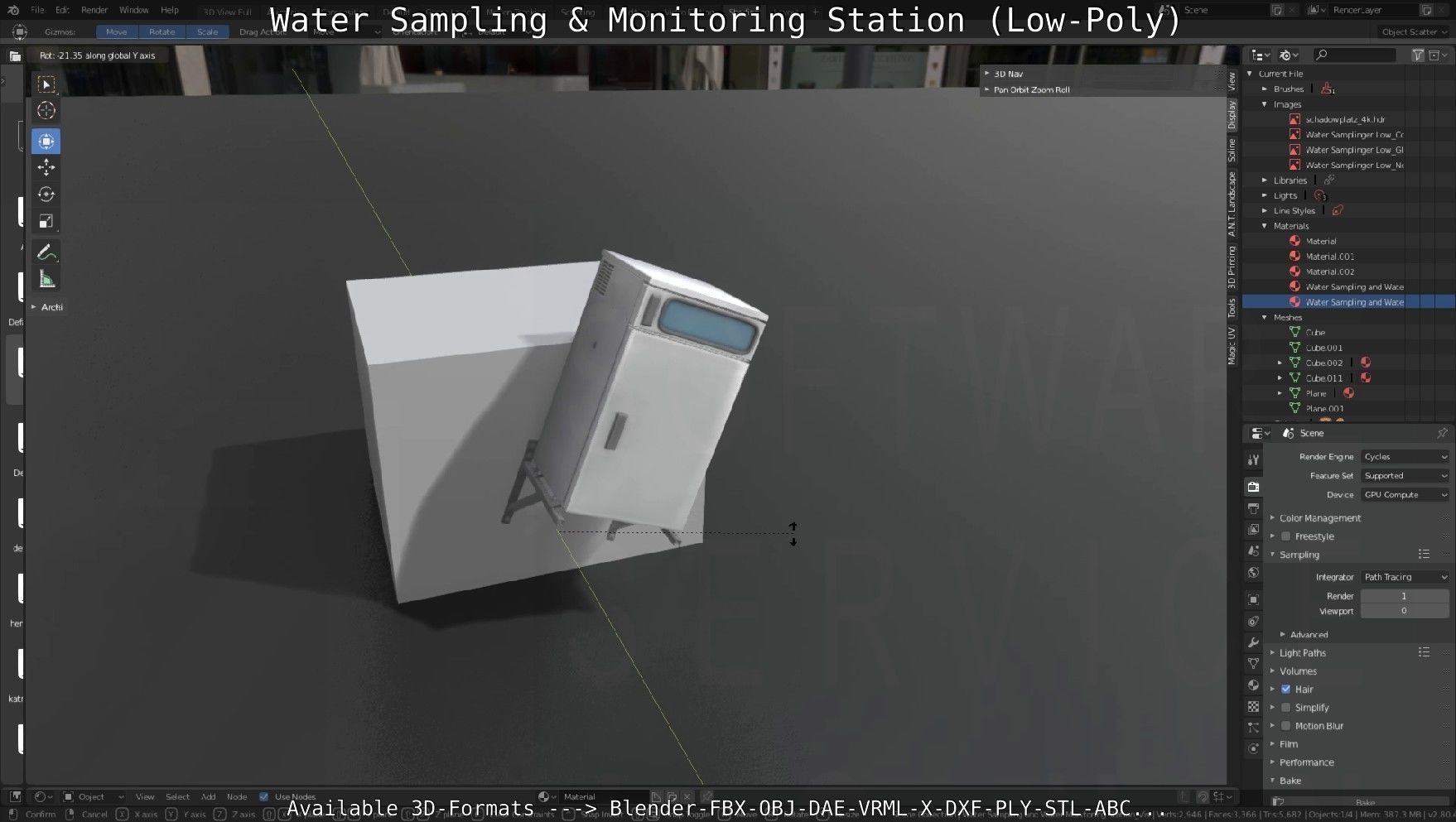 Water Sampling and Monitoring Station Low-Poly Low-poly 3D model_92