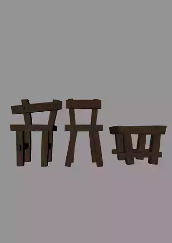 Chairs three wooden and table