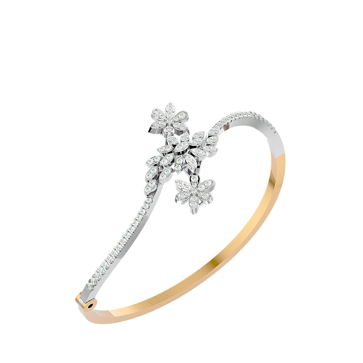 Flower and Leaf Diamond Bracelet 3dm stl render detail  3D print model_8