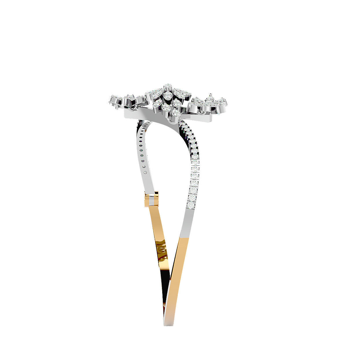 Flower and Leaf Diamond Bracelet 3dm stl render detail  3D print model_6