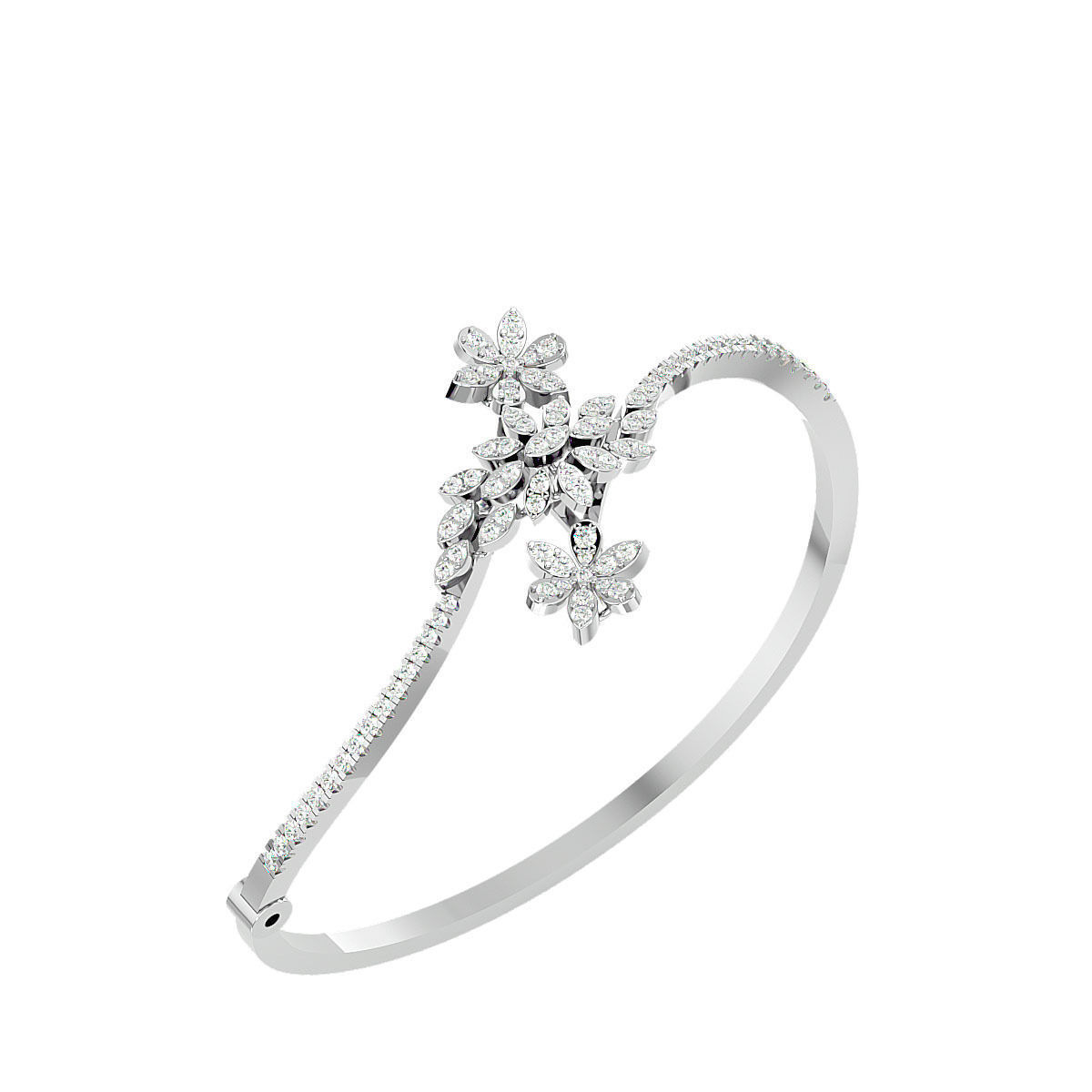 Flower and Leaf Diamond Bracelet 3dm stl render detail  3D print model_5