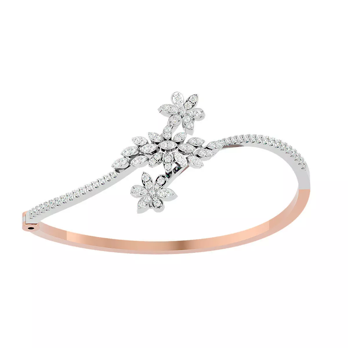 Flower and Leaf Diamond Bracelet 3dm stl render detail  3D print model_0