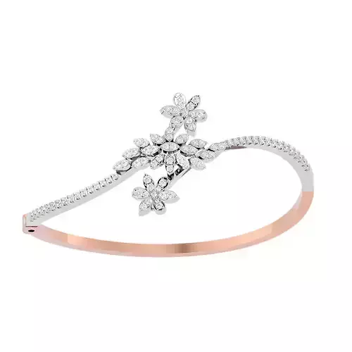 Flower and Leaf Diamond Bracelet 3dm stl render detail  3D print model Flower and Leaf Diamond Bracelet 3dm stl render detail  3D print model