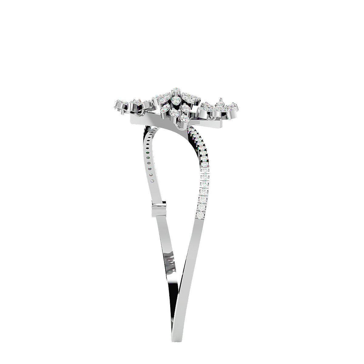 Flower and Leaf Diamond Bracelet 3dm stl render detail  3D print model_4