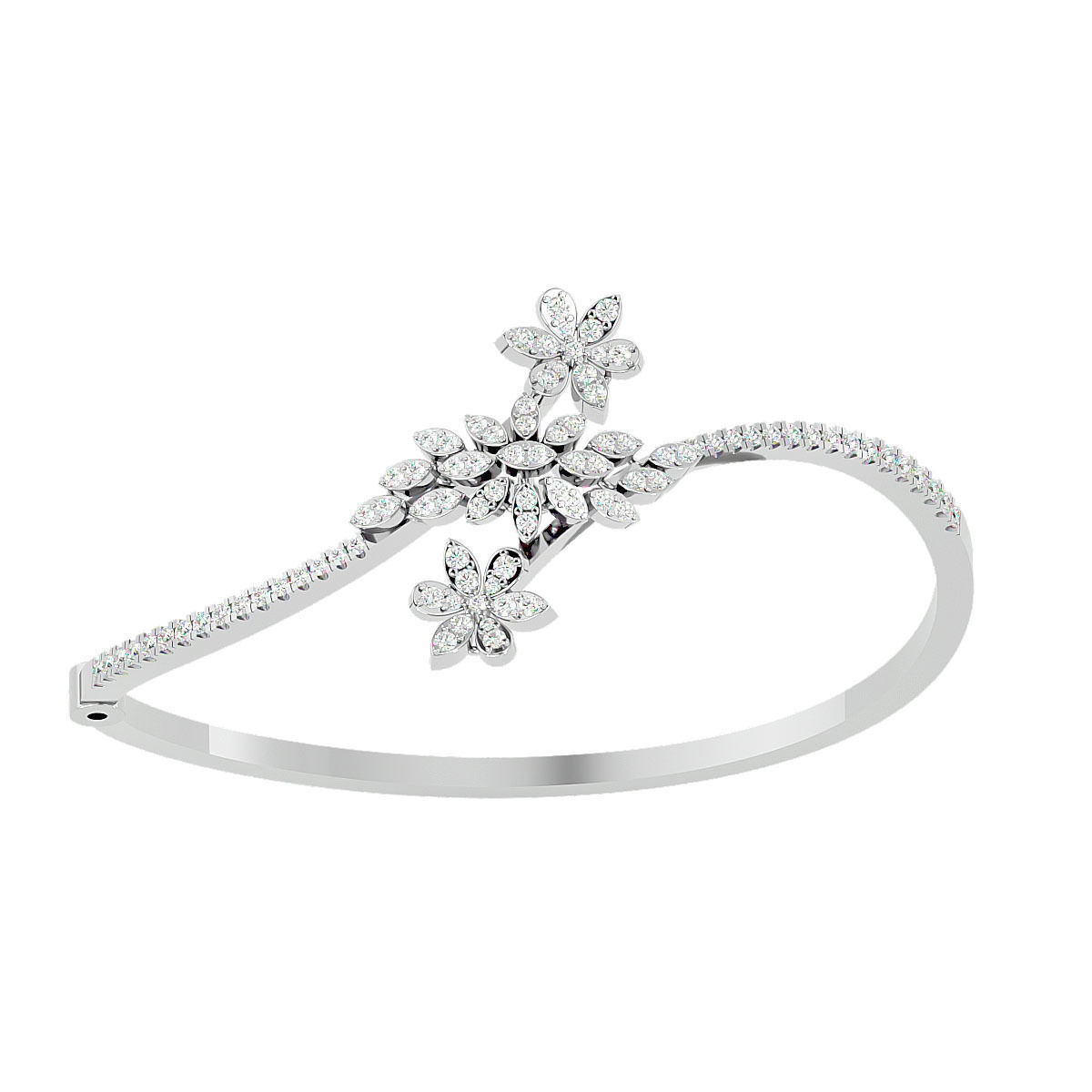 Flower and Leaf Diamond Bracelet 3dm stl render detail  3D print model_12