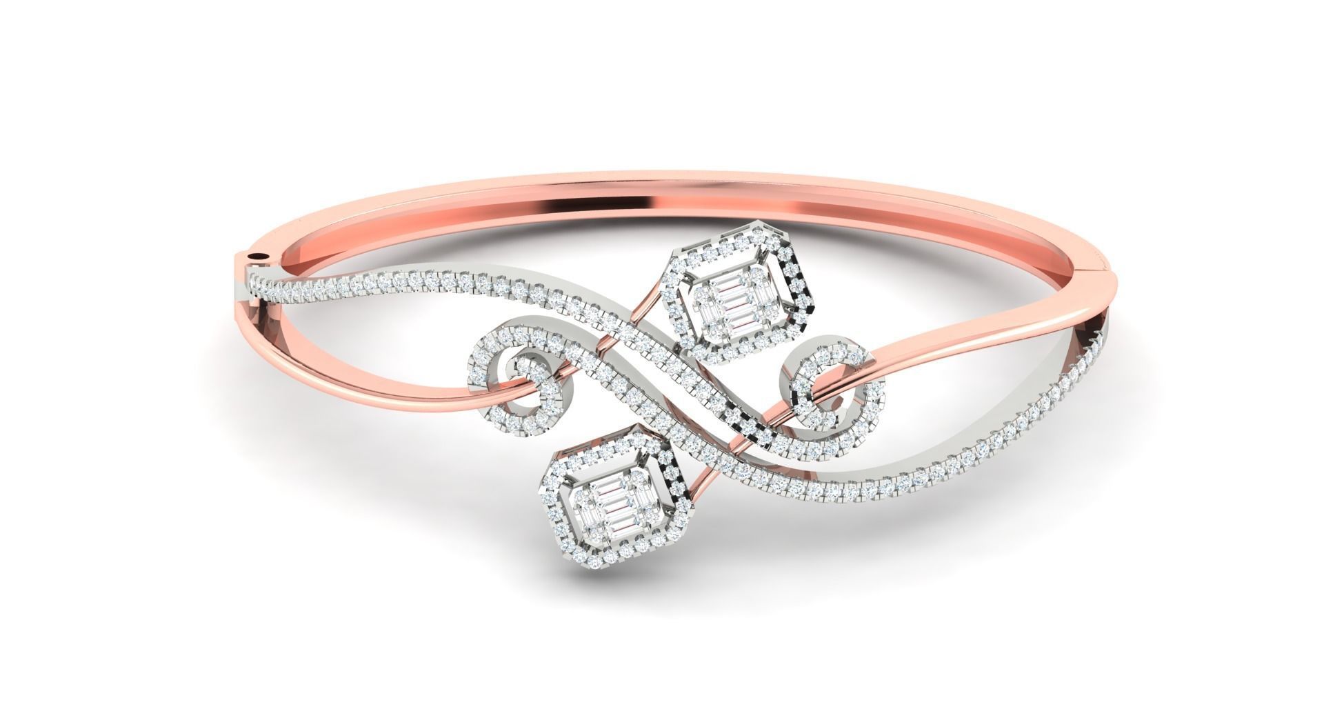 Baguette Diamond Box Bracelet 3dm stl render detail 3D print model_1