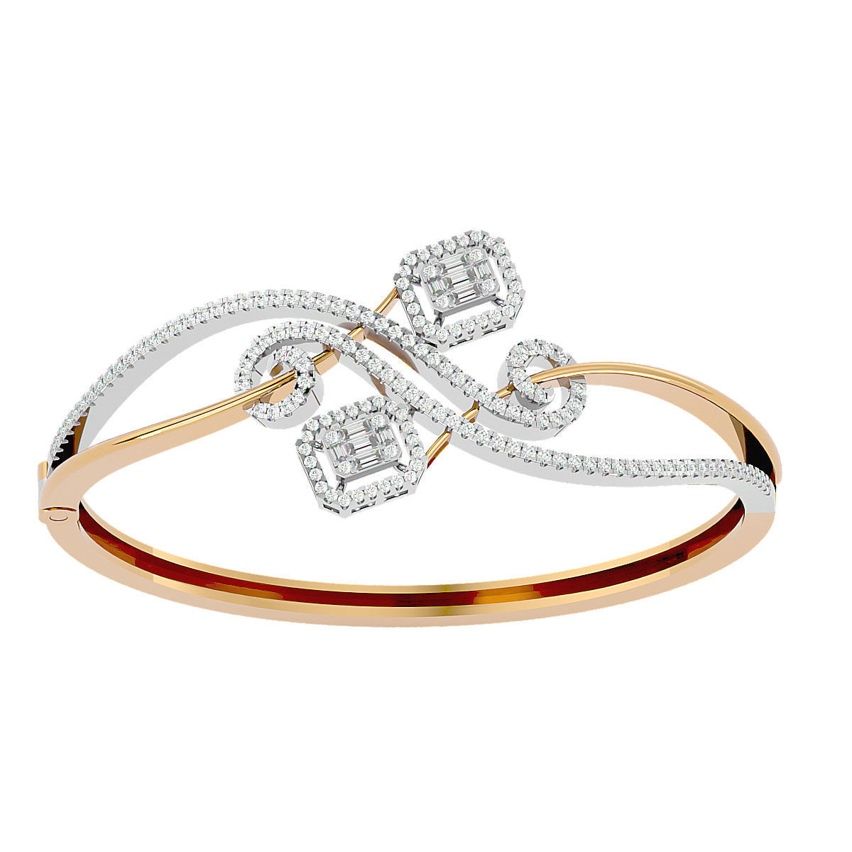 Baguette Diamond Box Bracelet 3dm stl render detail 3D print model_11