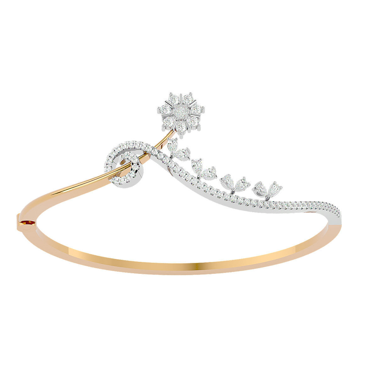 Flower Leaf Diamond Bracelet 3dm stl render detail 3D print model_13