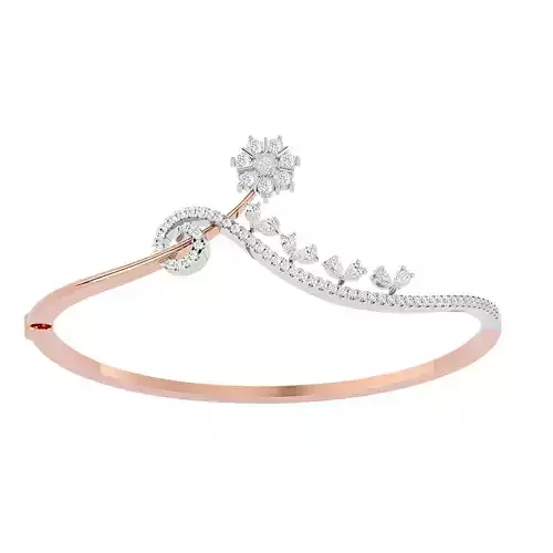 Flower Leaf Diamond Bracelet 3dm stl render detail