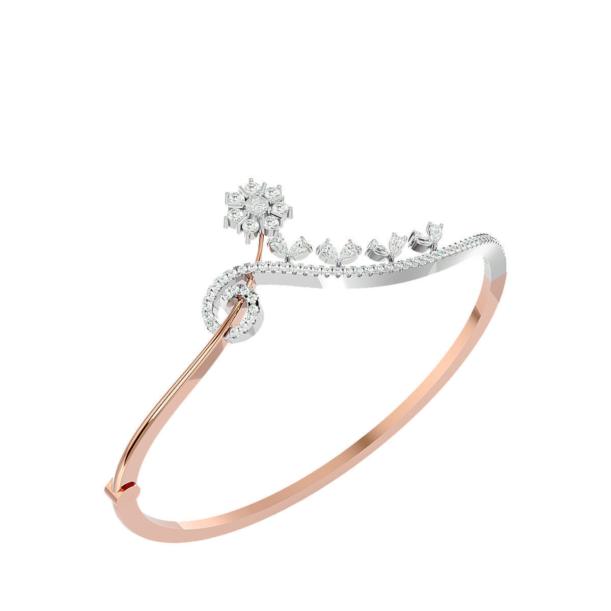 Flower Leaf Diamond Bracelet 3dm stl render detail 3D print model_15