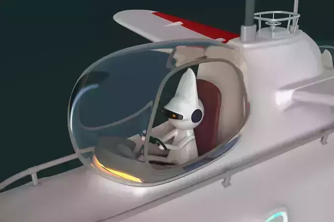 Fantasy flying submarine for rabbits