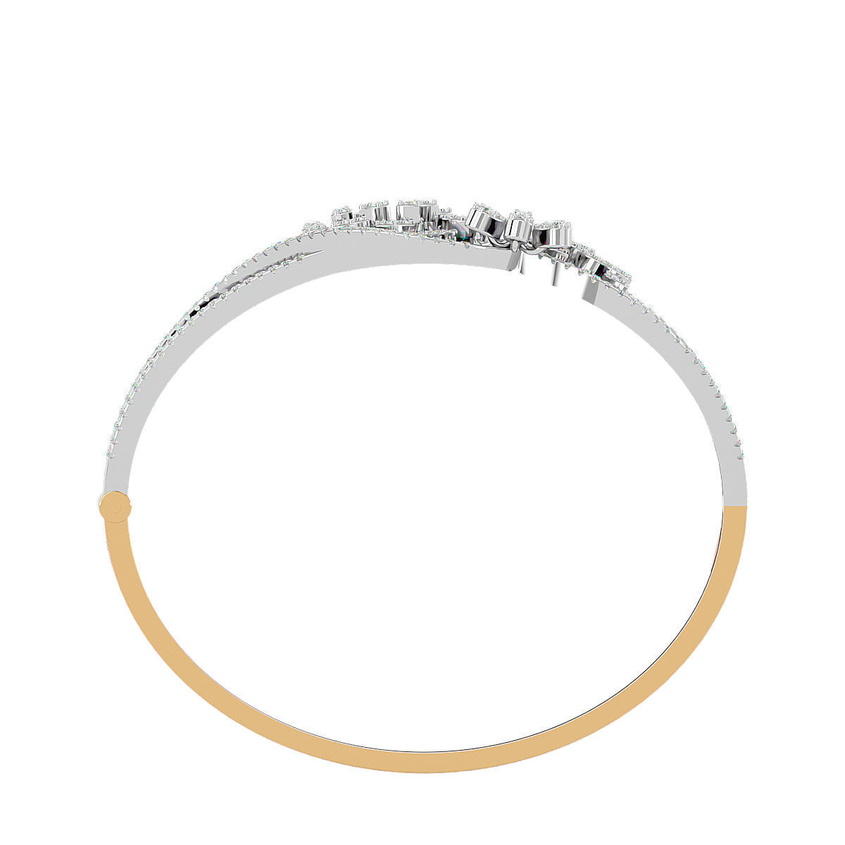 Flower and Leaf Diamond Bracelet 3dm stl render detail 3D print model_9