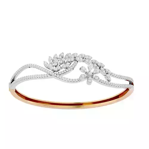 Flower and Leaf Diamond Bracelet 3dm stl render detail 3D print model
