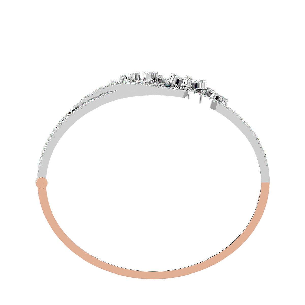 Flower and Leaf Diamond Bracelet 3dm stl render detail 3D print model_5