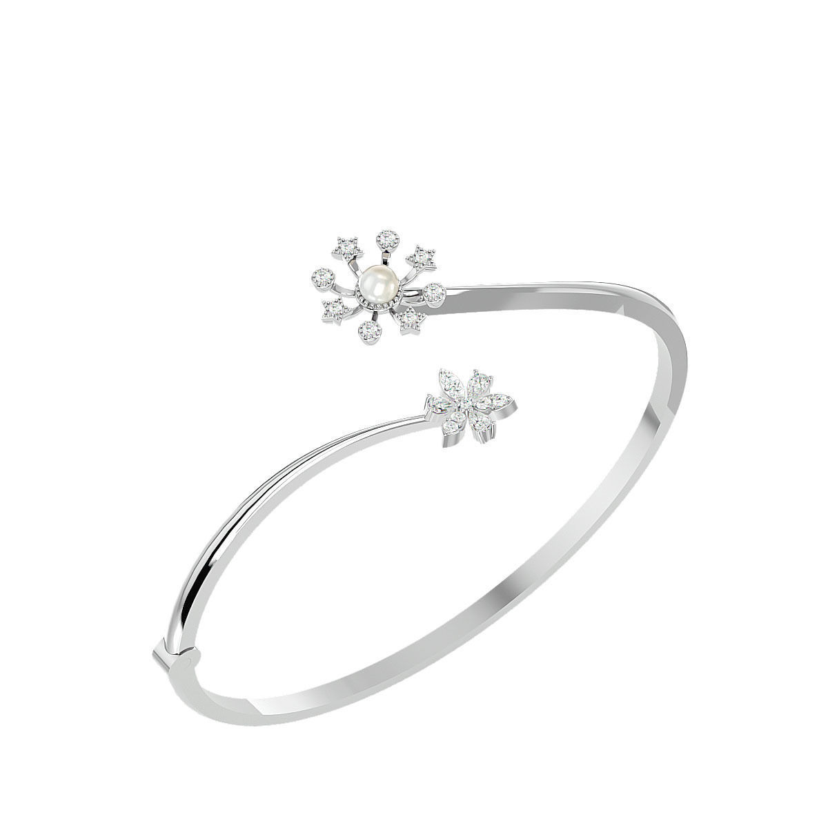 Blooming Flower Pearl Diamond Bracelet 3dm stl render detail 3D print model_12