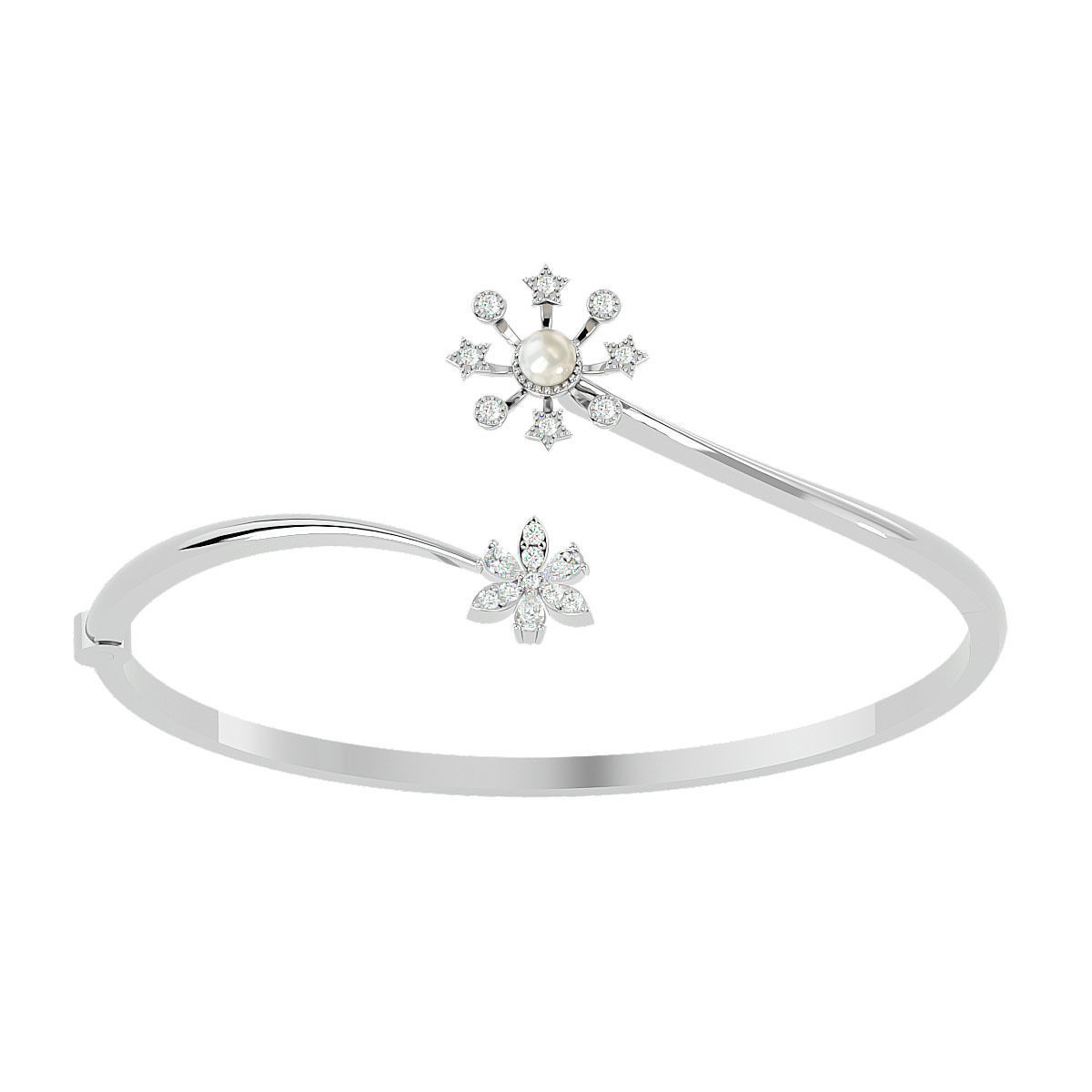 Blooming Flower Pearl Diamond Bracelet 3dm stl render detail 3D print model_5